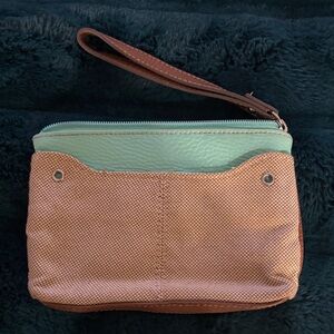 Stylish Tan and Teal Women's Clutch